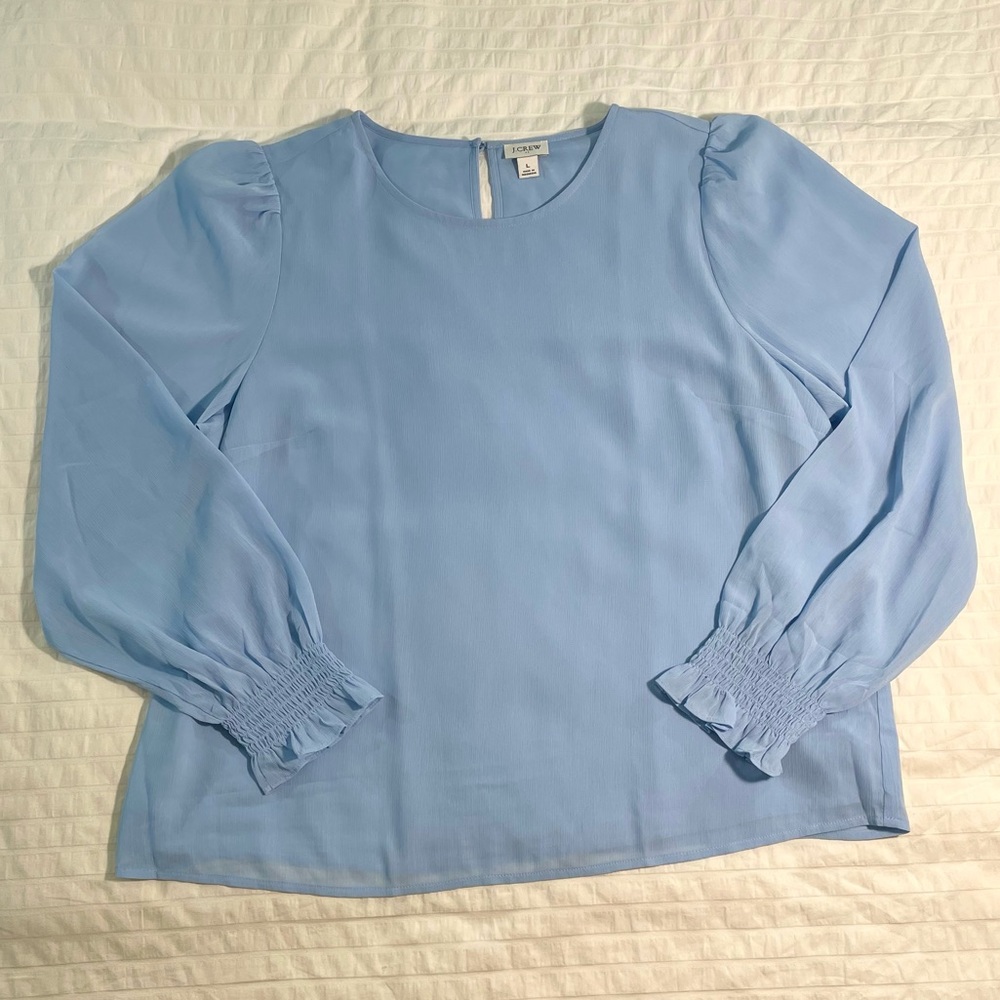 J. Crew Light Blue Women's Blouse (Large) - Picture 3 of 4